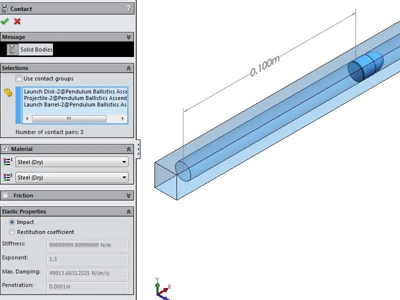 Defined Contact Conditions in SOLIDWORKS Motion