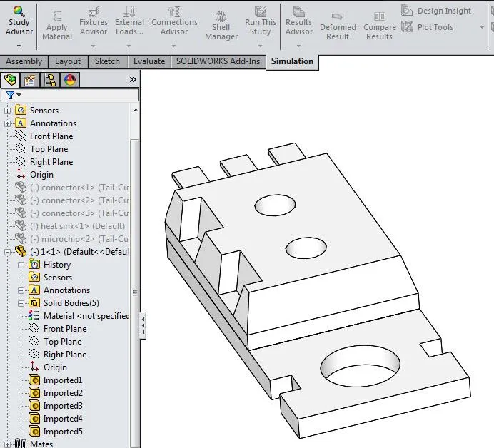 Deformed Body as Multi-Body Part in SOLIDWORKS Simulation