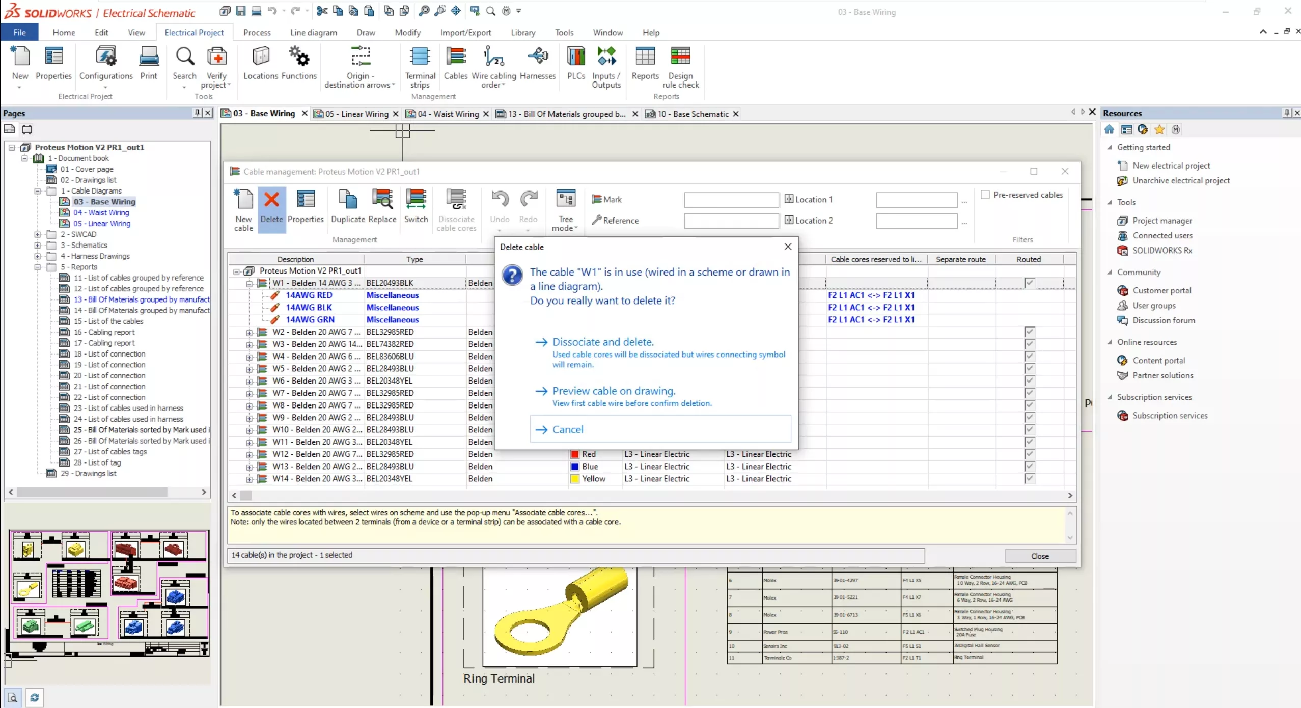 Delete Cable Options in SOLIDWORKS Electrical 2025