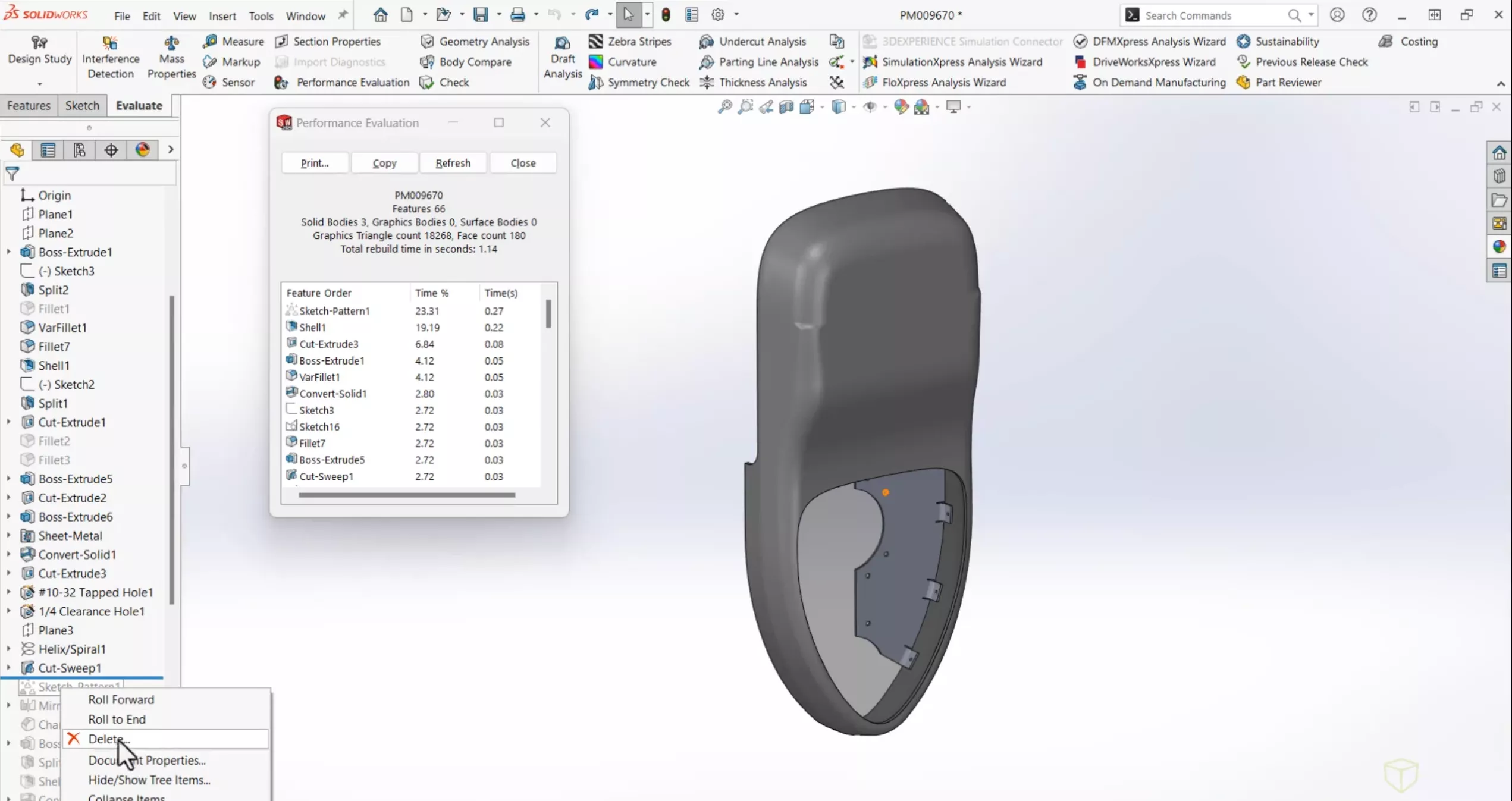 Delete Features Under the Rollback Bar in SOLIDWORKS 2025 