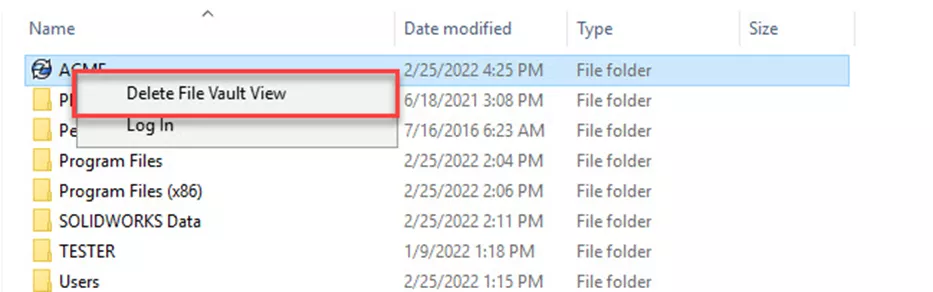 Delete File Vault Views in SOLLIDWORKS PDM 