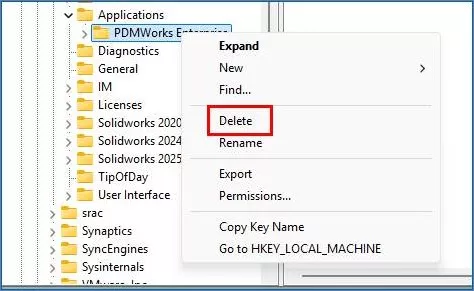 Delete PDMWorks Enterprise