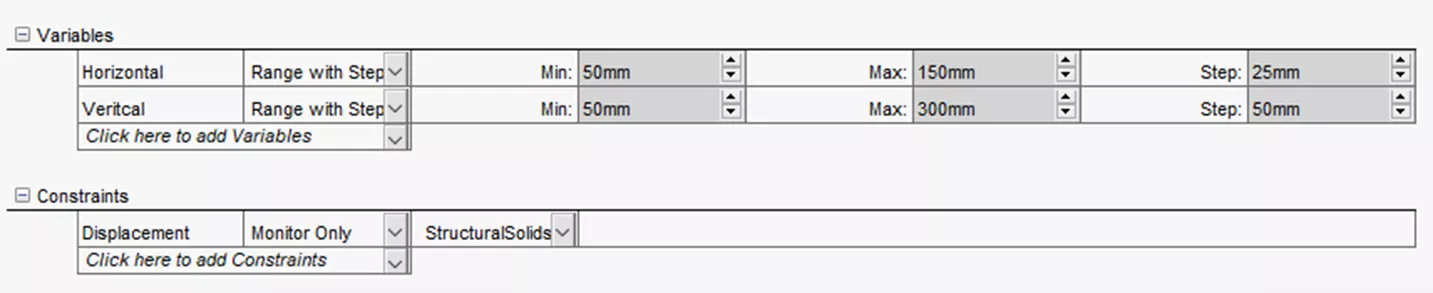 Design changes and analysis of each change can be automated using a table within a SOLIDWORKS Simulation Design Study