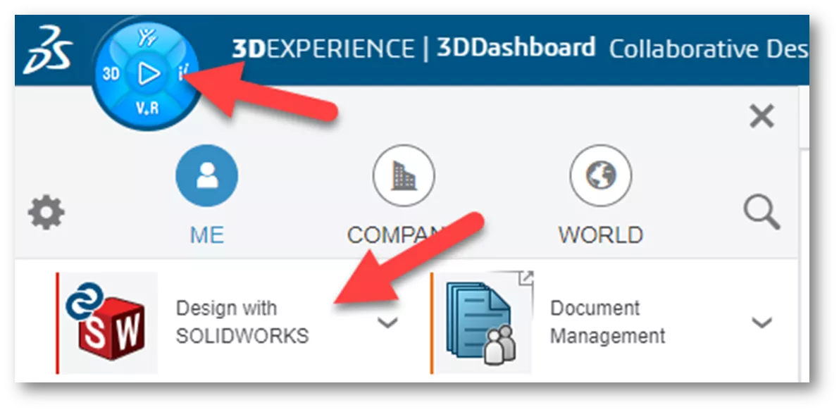 Design with SOLIDWORKS Option in the 3DEXPERIENCE Dashboard