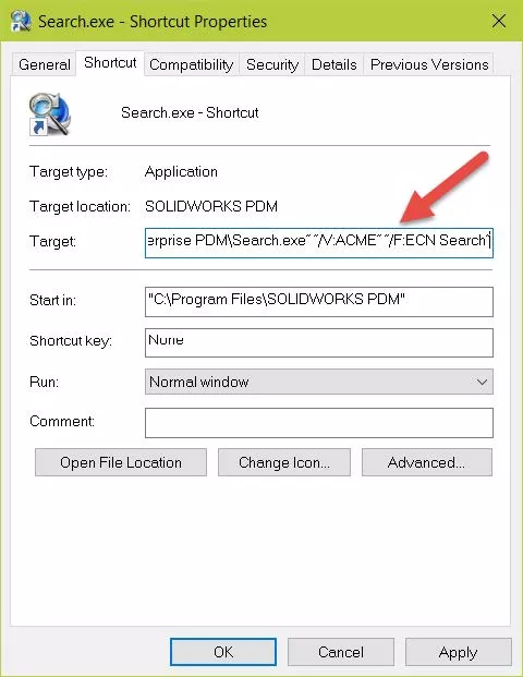 Desktop Search Shortcut for SOLIDWORKS PDM 