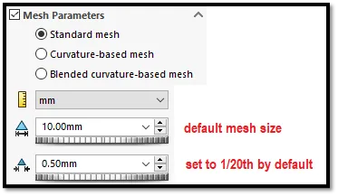 Determining Default Mesh Size in SOLIDWORKS Simulation