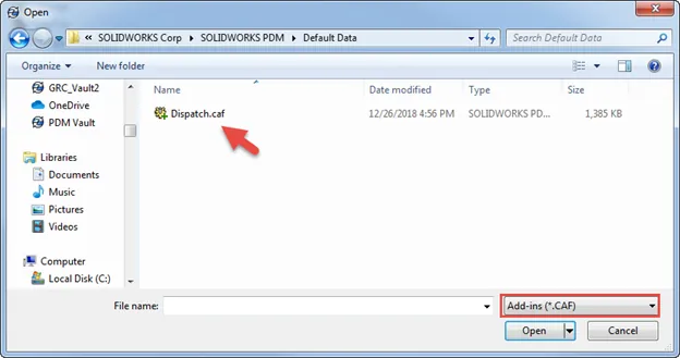 Dispatch.caf SOLIDWORKS PDM