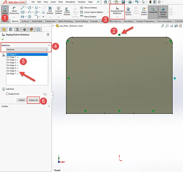 Display/Delete Relations in SOLIDWORKS External References
