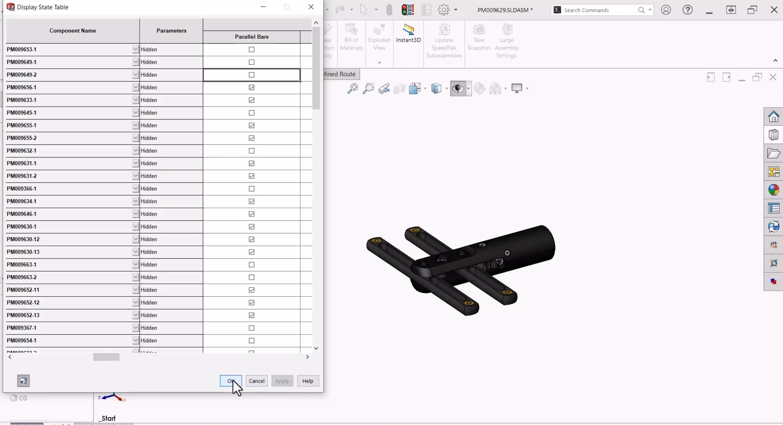 Display State Tables SOLIDWORKS 2025 Assemblies