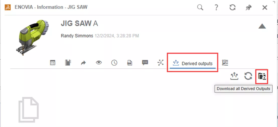 Download All Derived Outputs in 3DEXPERIENCE