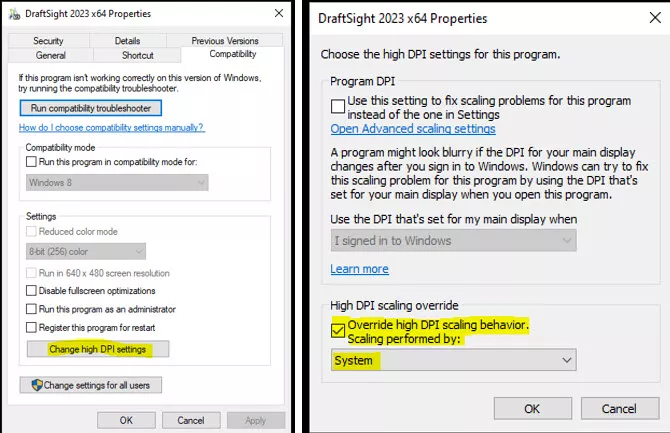 DPI Scaling Test Troubleshooting DraftSight Performance 