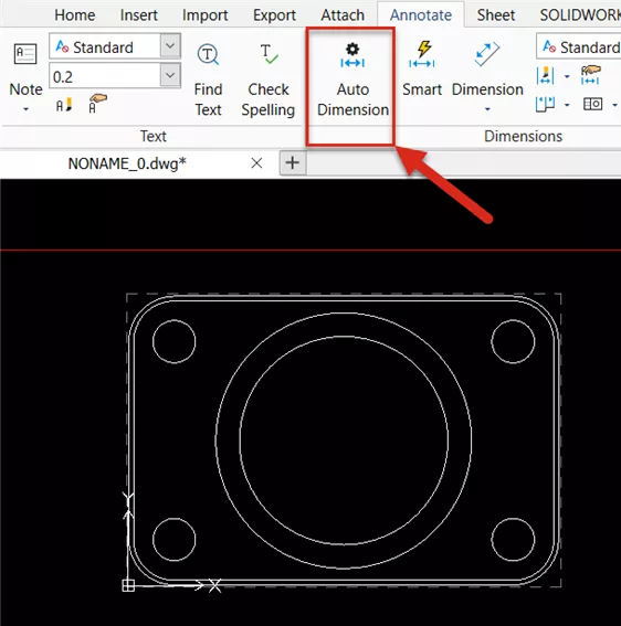 DraftSight Auto Dimension Tool 