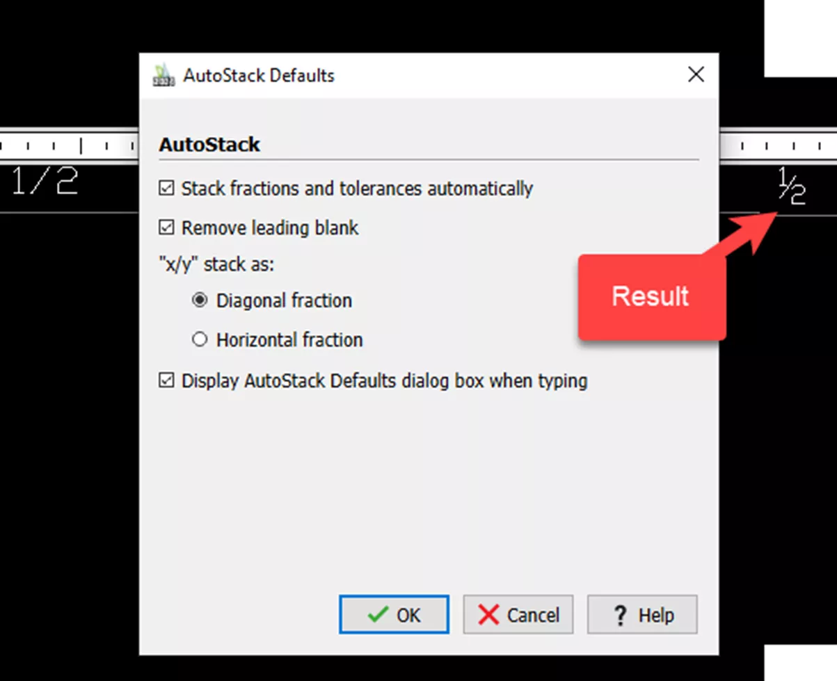 AutoStack Default Options in DraftSight