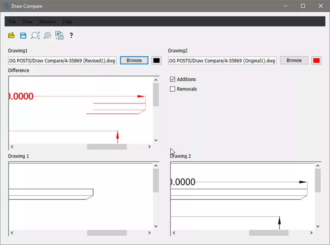 DraftSight Draw Compare User Interface