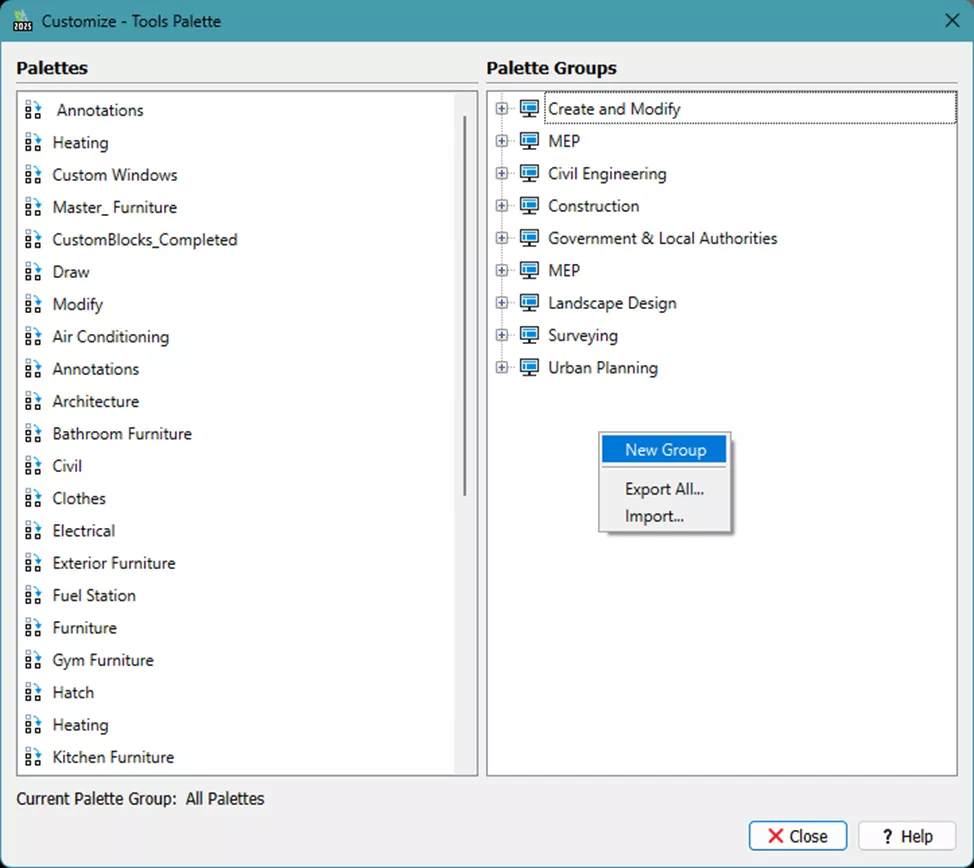 Create New Group in DraftSight