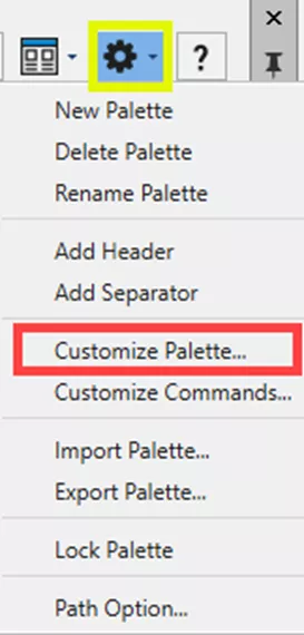 DraftSight Customize Palette Option