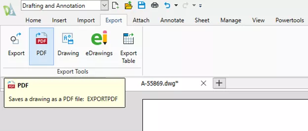 DraftSight Export File as a PDF Option