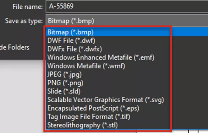 List of DraftSight Export File Types