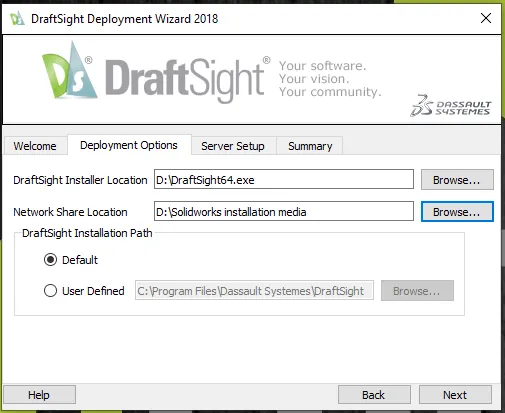 DraftSight Network Share Location