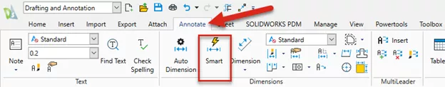 Smart Dimension Tool in DraftSight 