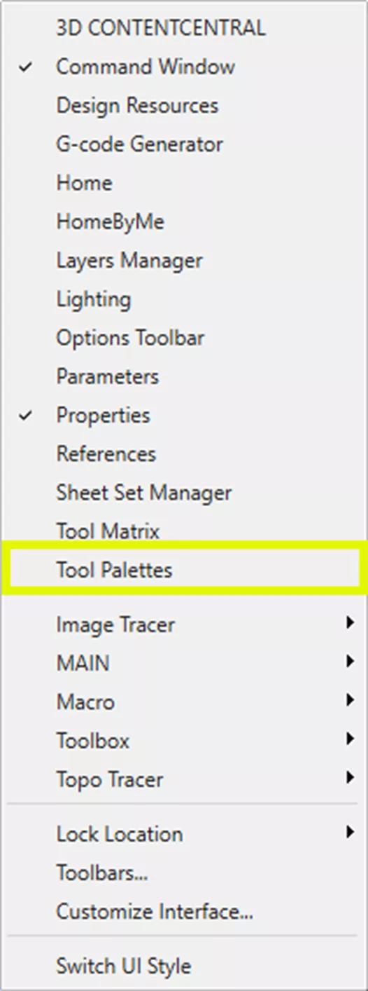 Introduction to Tool Palettes in DraftSight