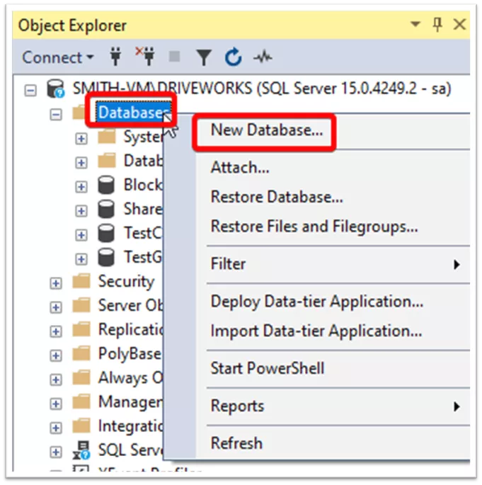 DriveWorks Create New SQL Database and Table