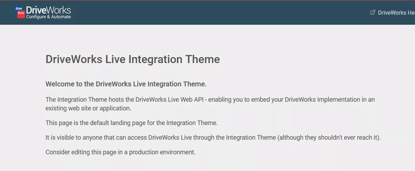 DriveWorks Live Integration Theme Setup