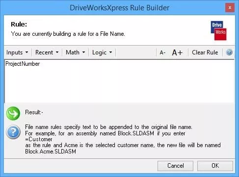 The DriveWorksXpress rule builder functions with the same syntax as Microsoft Excel. Any rule you can write in Excel, you can nearly copy and paste the same thing into DriveWorks.