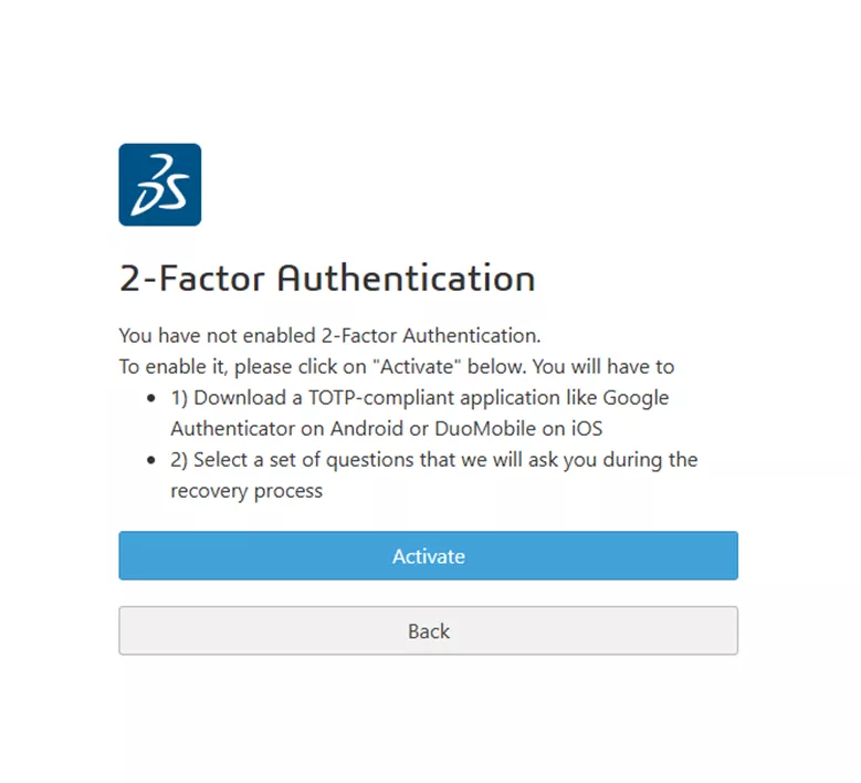 Enable Two-Factor Authentication DSx Client