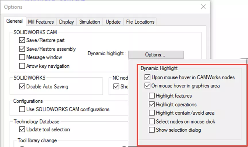 SOLIDWORKS CAM 2024 Dynamic Highlight Options 