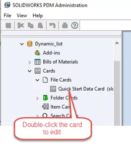 Edit Card List SOLIDWORKS PDM Professional 