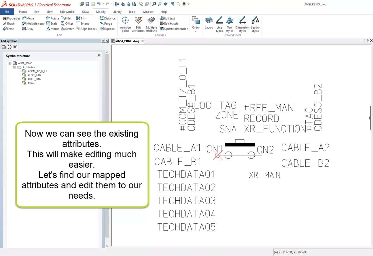 Edit Mapped Attributes in SOLIDWORKS Electrical 