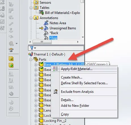 Apply/Edit Materials in SOLIDWORKS