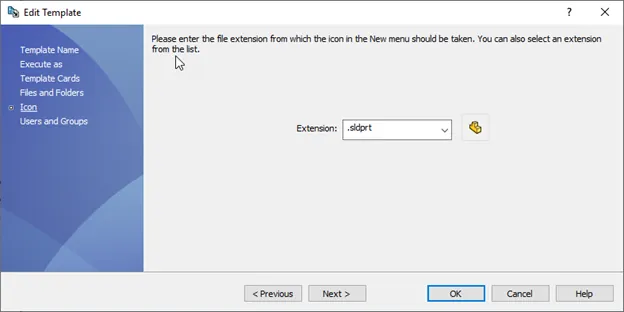 Edit Template Icon SOLIDWORKS