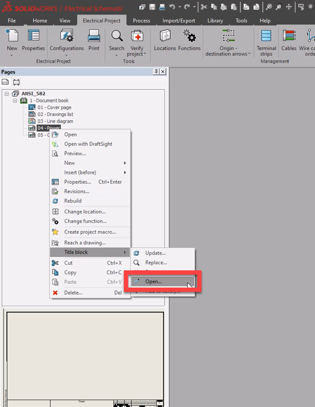 Edit a Title Block in SOLIDWORKS Electrical
