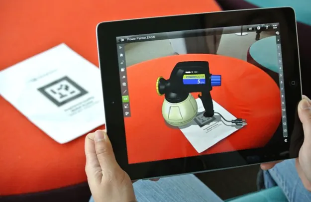 Example of an eDrawings assembly using augmented reality