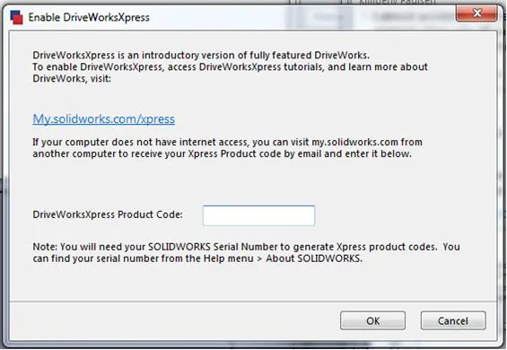 Enable DriveWorksXpress 