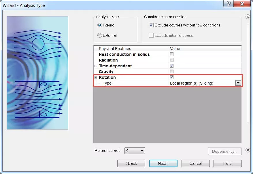 Enable Sliding Mesh in SOLIDWORKS Flow Simulation 