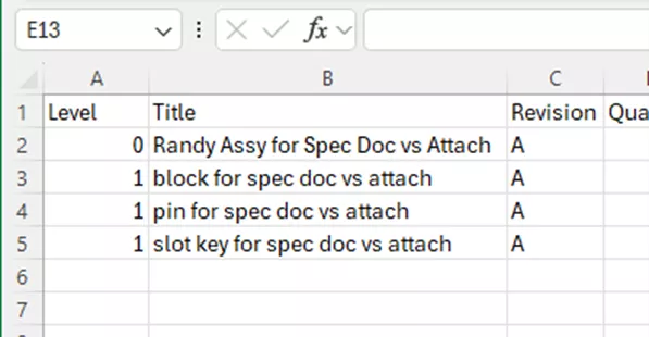 Engineering Release App Excel Column 