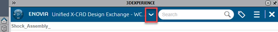 ENOVIA Unified X-CAD Design Exchange Dropdown Carrot