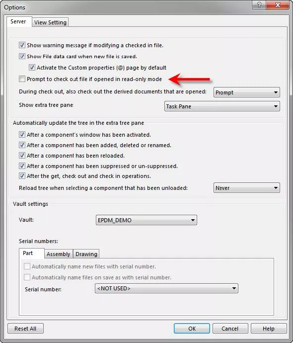 EPDM Promp Check out File Read-Only Mode