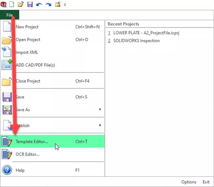 Template Editor Option in SOLIDWORKS Excel 