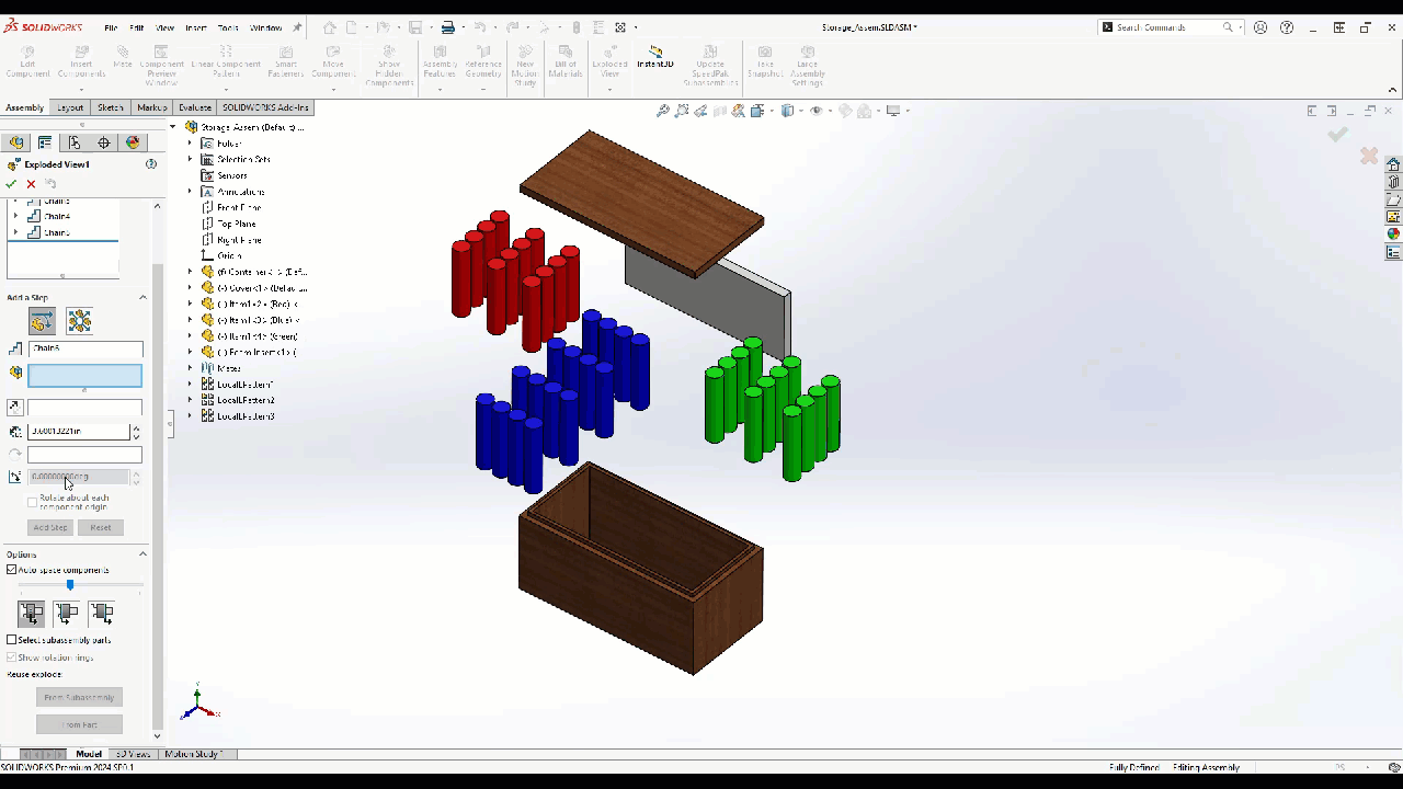 Exploded View with Selection Sets in SOLIDWORKS 