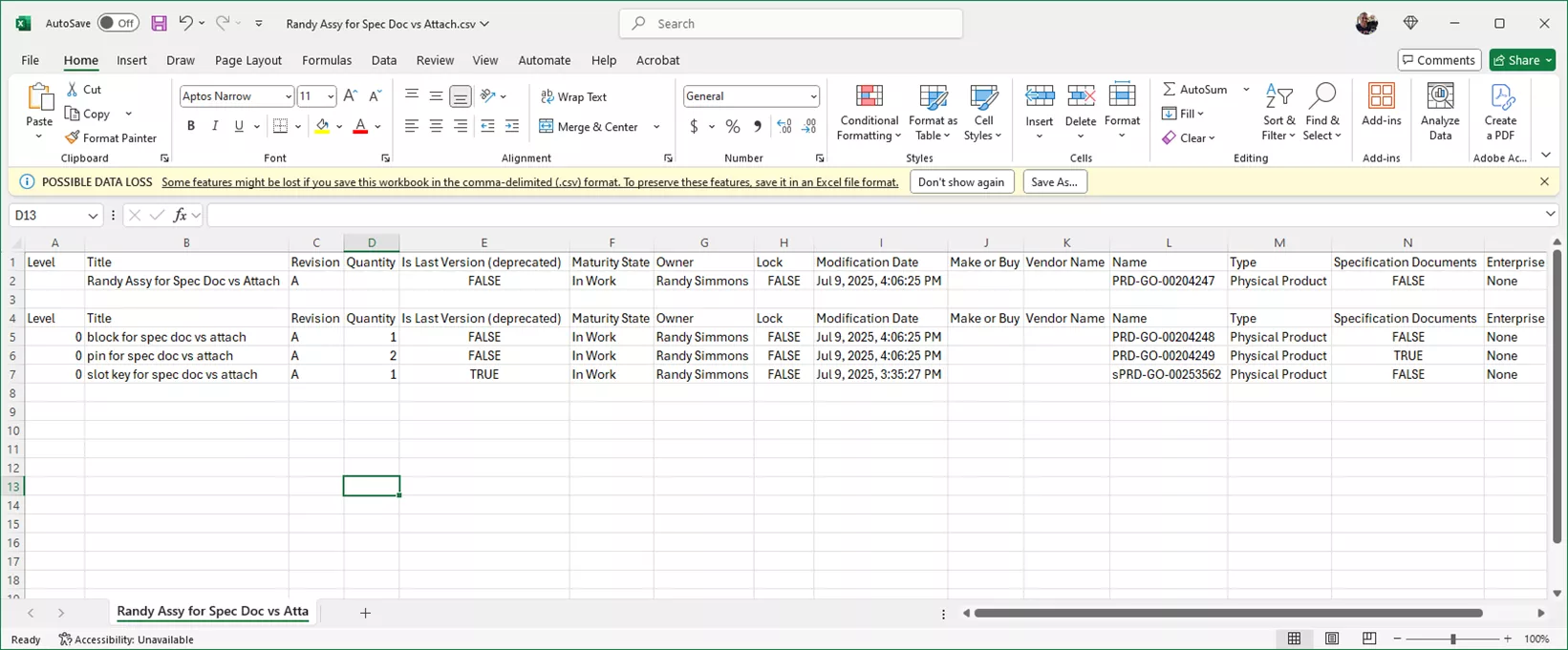 Export to Excel 3DEXPERIENCE Engineering Release App 