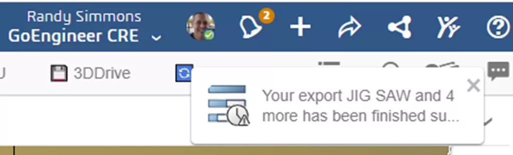 Export Finished Message in 3DEXPERIENCE Product Explorer