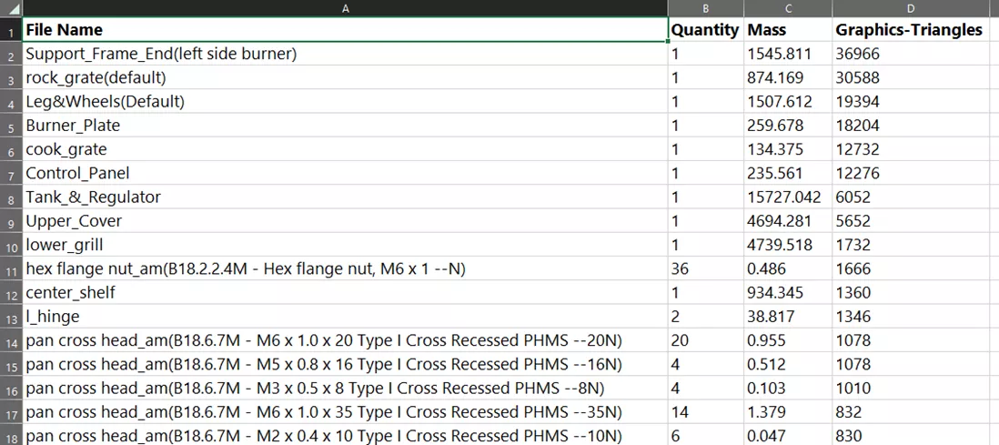 Export SOLIDWORKS Assembly Visualization Template to Excel 