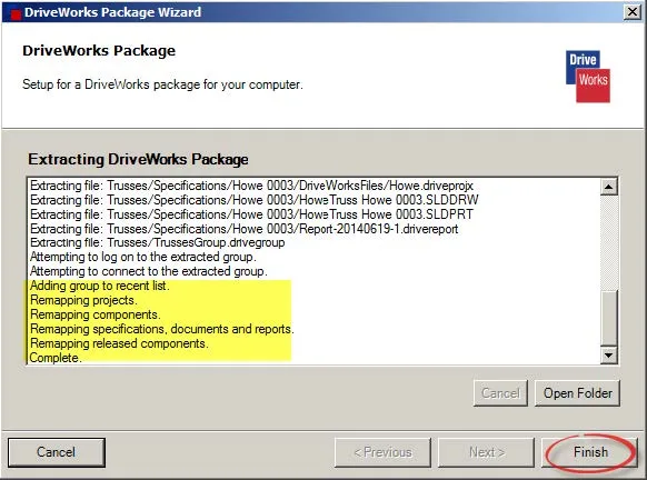 Extracting DriveWorks Package 