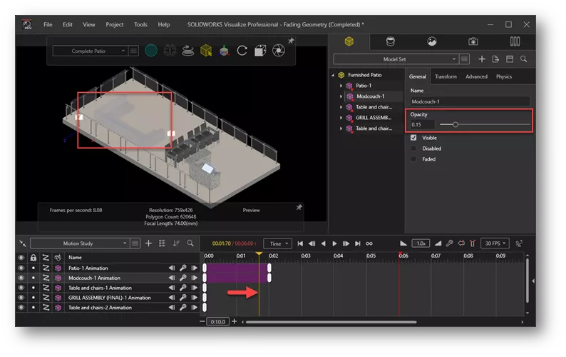 How to Fade Geometry in SOLIDWORKS Visualize 