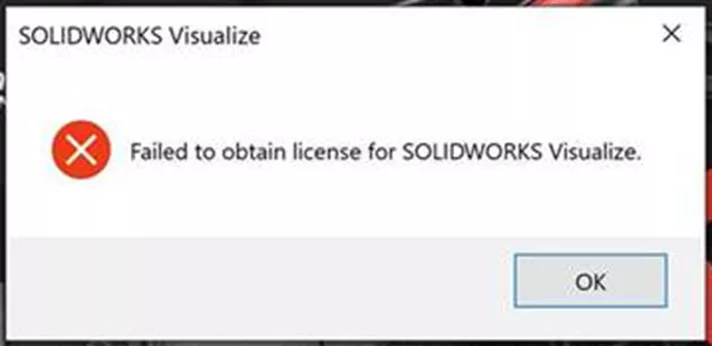Failed to Obtain License for SOLIDWORKS Visualize Error