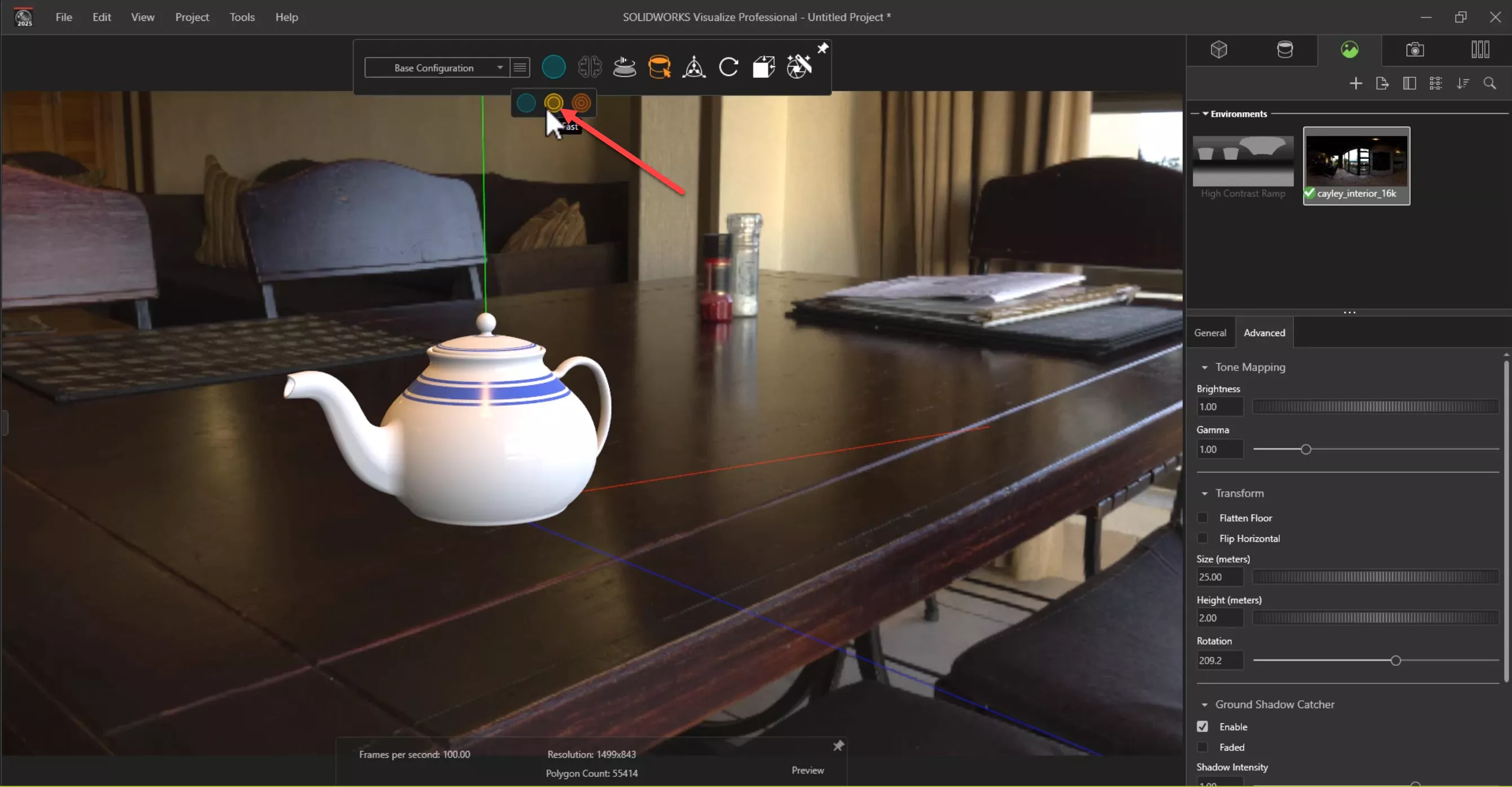 Fast Render Mode in SOLIDWORKS Visualize 2025